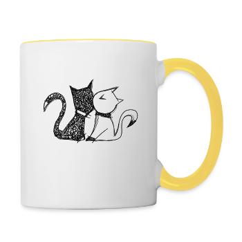 Cuddly cats - Contrasting Mug - white/yellow - Right