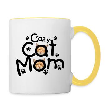Crazy Cat Mom - Contrasting Mug - white/yellow - Right