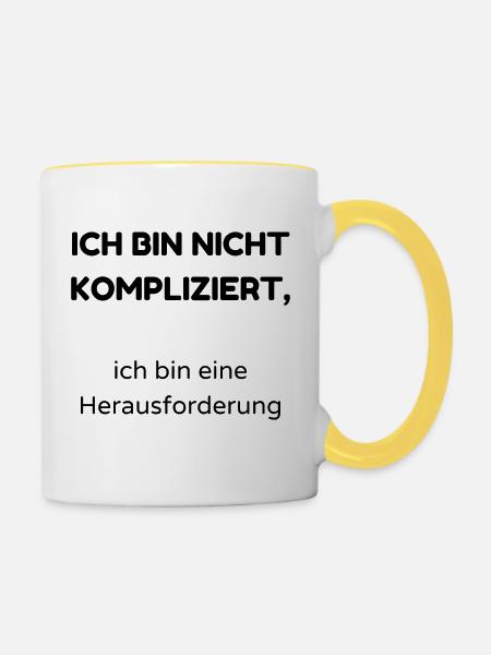 kompliziert - Tasse zweifarbig - Weiß/Gelb