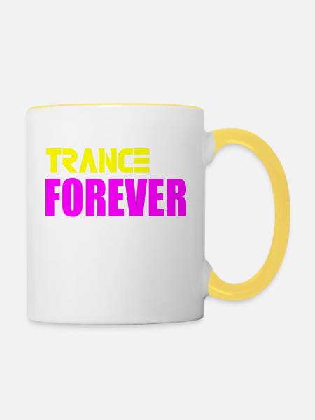 Trance für immer - Tasse zweifarbig - Weiß/Gelb