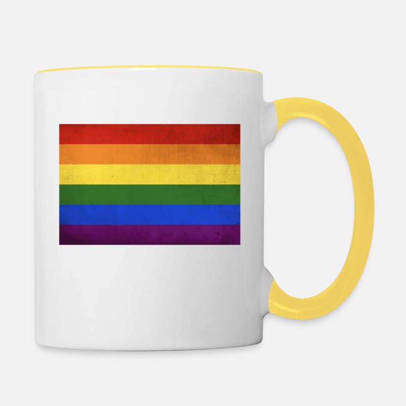 LGBT+ Flag - Contrasting Mug - white/yellow