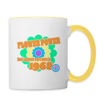 Flower Power Year of birth 1968 Peace Flower Hippie - Contrasting Mug - white/yellow - Right