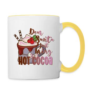 Dear Santa just bring hot cocoa xmas Kakao - Contrasting Mug - white/yellow - Right