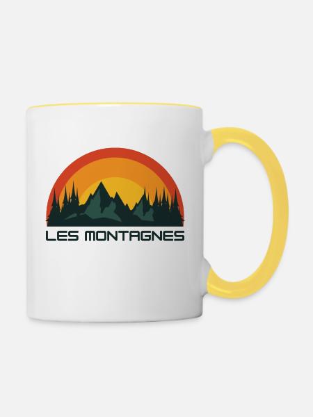 Die Berge. - Tasse zweifarbig - Weiß/Gelb
