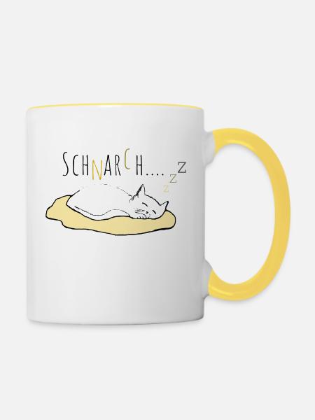 Schnarch.... - Tasse zweifarbig - Weiß/Gelb