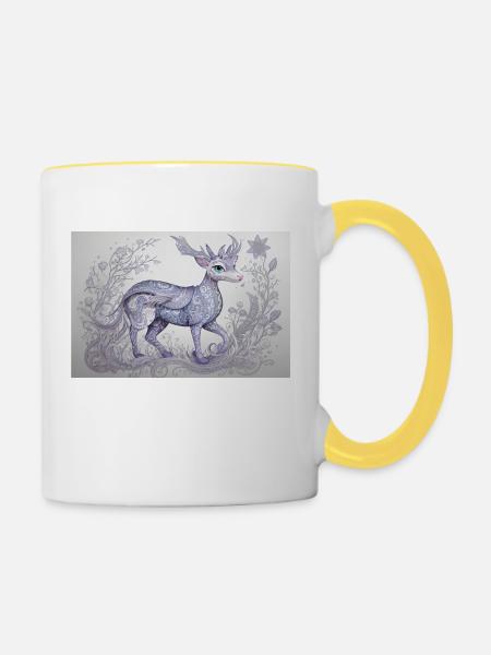 mystisches Tier 20 - Tasse zweifarbig - Weiß/Gelb
