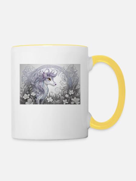 Mystisches Tier 16 - Tasse zweifarbig - Weiß/Gelb