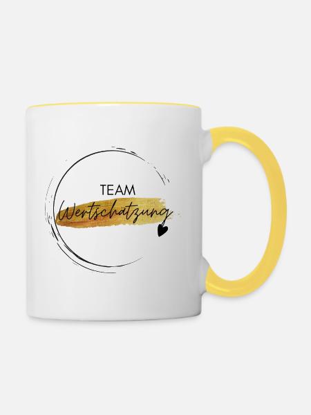 Team Wertschätzung - positives Denken - Tasse zweifarbig - Weiß/Gelb
