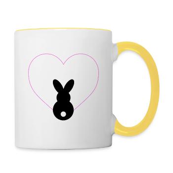 Rabbit in heart - Contrasting Mug - white/yellow - Right