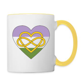 Polyamory Infinity Heart Genderqueer Pride - Contrasting Mug - white/yellow - Right