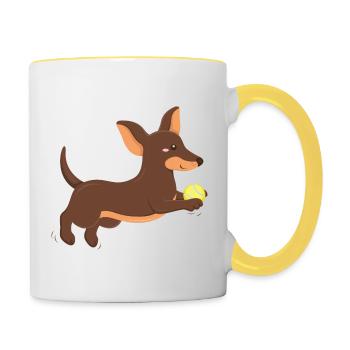 Dachshund Puppy - Contrasting Mug - white/yellow - Right