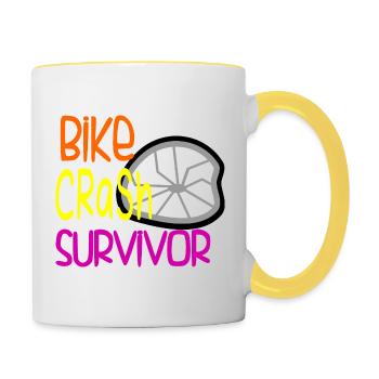 Bike Crash Survivor Humor Mountain Biking Funny - Contrasting Mug - white/yellow - Right