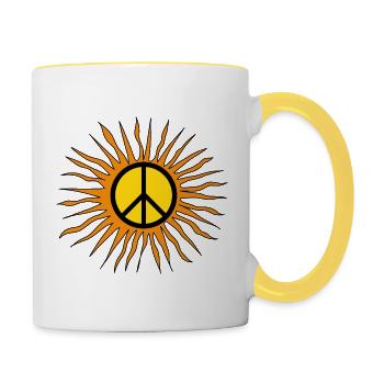 Peace Sign Retro Sun World Day of Peace Peace - Contrasting Mug - white/yellow - Right