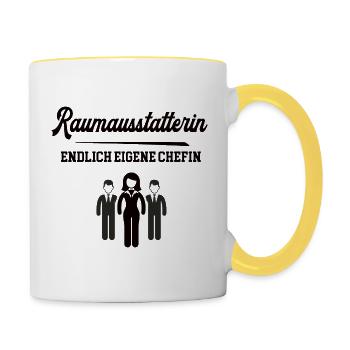 Raumausstatterin Chefin Firma Raumausstattung - Tasse zweifarbig - Weiß/Gelb - Rechts
