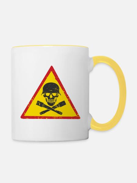 SCHÄDEL KRIEGSHELM GRANATE DEUTSCH - Tasse zweifarbig - Weiß/Gelb