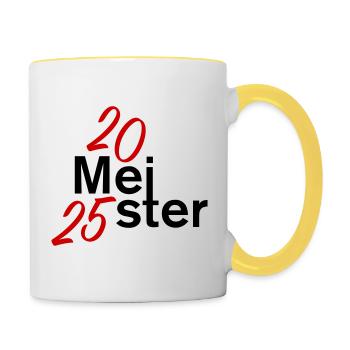 Meister 2025 - Tasse zweifarbig - Weiß/Gelb - Rechts