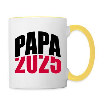 Papa 2025 - Tasse zweifarbig - Weiß/Gelb - Rechts
