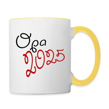 Opa 2025 - Tasse zweifarbig - Weiß/Gelb - Rechts
