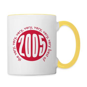 Very very best of Jahrgang 2005 geboren - Tasse zweifarbig - Weiß/Gelb - Rechts