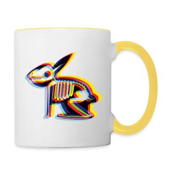 Rabbit X-Ray Kaninchen Glitch - Contrasting Mug - white/yellow - Right