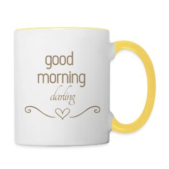 Bonjour chérie - Mug contrasté - blanc/jaune - Droite