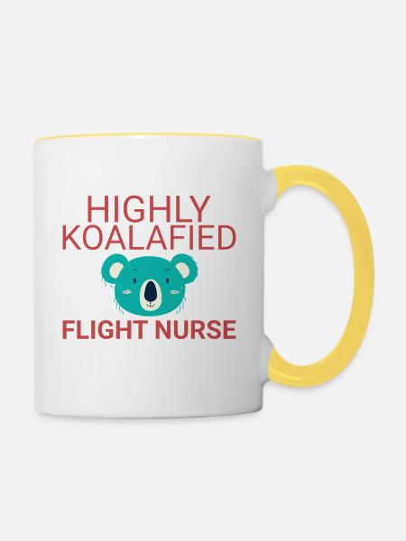 Flight Nurse Koalafied Luftrettung - Tasse zweifarbig - Weiß/Gelb