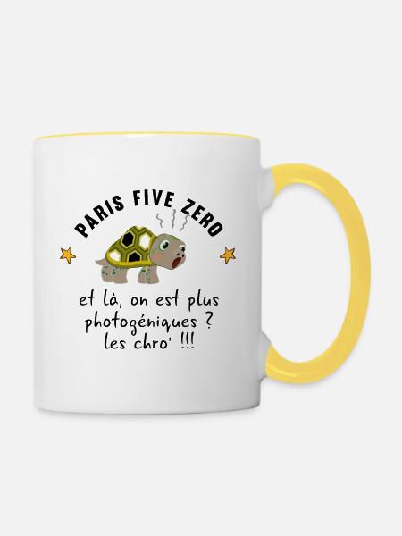 Paris_five_zero - Tasse zweifarbig - Weiß/Gelb