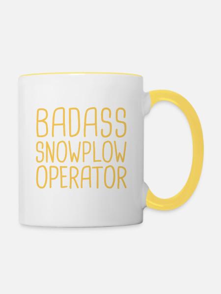 Snowplow Operator Badass Schneepflugfahrer - Tasse zweifarbig - Weiß/Gelb