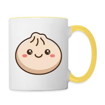 Adorable Dumpling Kawaii Food - Contrasting Mug - white/yellow - Right