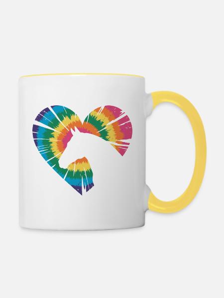 Tie Dye Pferd - Tasse zweifarbig - Weiß/Gelb