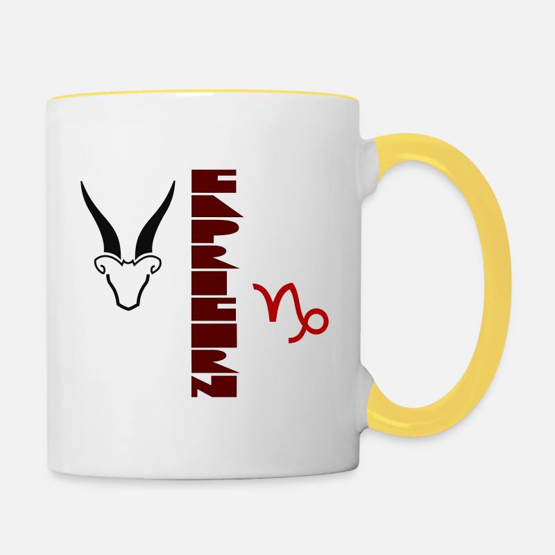 Design Capricorne réalisé par Cean - Mug contrasté - blanc/jaune