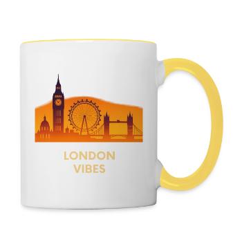 London Vibes Skyline Silhouette City - Contrasting Mug - white/yellow - Right