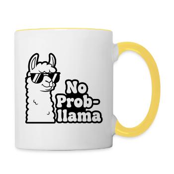 Impression contrastée No Prob Llama - Mug contrasté - blanc/jaune - Droite