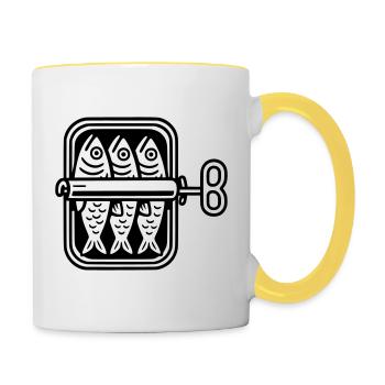 sardinen dose - Tasse zweifarbig - Weiß/Gelb - Rechts