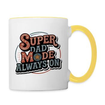 Superdad Modus Immer An - Tasse zweifarbig - Weiß/Gelb - Rechts