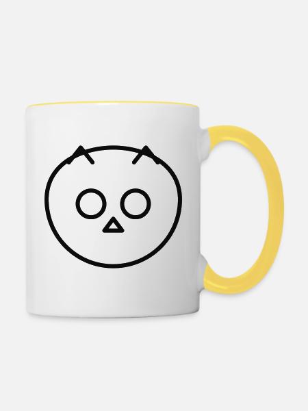 minimal owl - Tasse zweifarbig - Weiß/Gelb