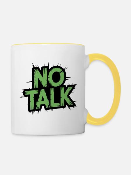 Kein Talk Grunge Schriftzug - Tasse zweifarbig - Weiß/Gelb