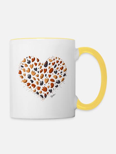 Herz aus Herbstfarben - Tasse zweifarbig - Weiß/Gelb