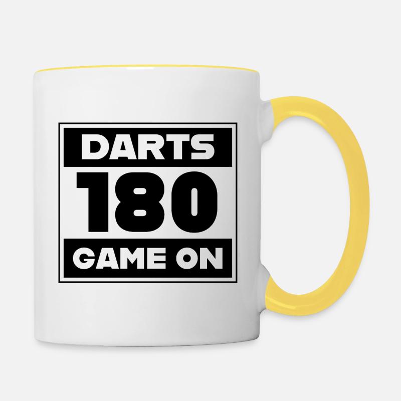 Dart,Darts_Startnummer - Tasse zweifarbig - Weiß/Gelb