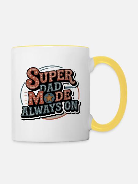 Super Dad Modus Immer Aktiv - Tasse zweifarbig - Weiß/Gelb
