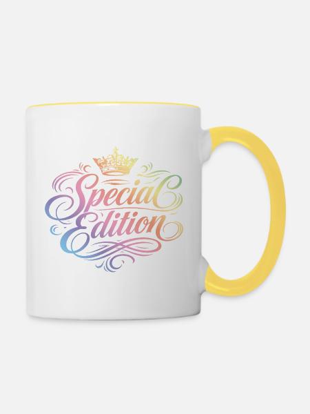 Special Edition Bunt - Tasse zweifarbig - Weiß/Gelb
