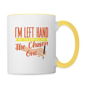 Drôle de design gaucher Élu Gaucher - Mug contrasté - blanc/jaune - Droite