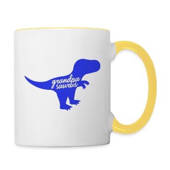 Grandpasaurus T-Rex Silhouette Dinosaure Papa - Mug contrasté - blanc/jaune - Droite