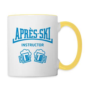 Après-Ski Instructor (Bier Apres Ski Konkav Blue) - Tasse zweifarbig - Weiß/Gelb - Rechts