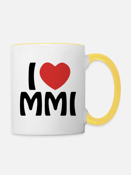Ich liebe MMI - Tasse zweifarbig - Weiß/Gelb