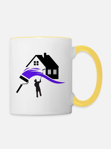 Maler - Tasse zweifarbig - Weiß/Gelb