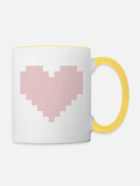 Pixel Pink Herz - Tasse zweifarbig - Weiß/Gelb