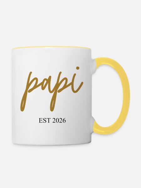 Papi est 2026 - Tasse zweifarbig - Weiß/Gelb