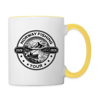 Voyage de pêche en Norvège 2026 - Mug contrasté - blanc/jaune - Droite