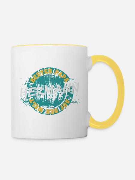 Vater Hermann - Tasse zweifarbig - Weiß/Gelb